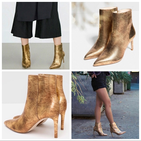 gold ankle boots